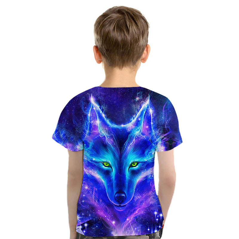 Kids' 3D Wolf-Print Short-Sleeve Tee