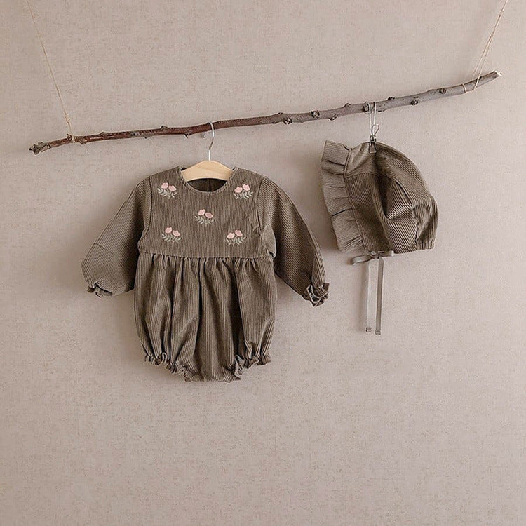 Baby Corduroy Embroidered Romper