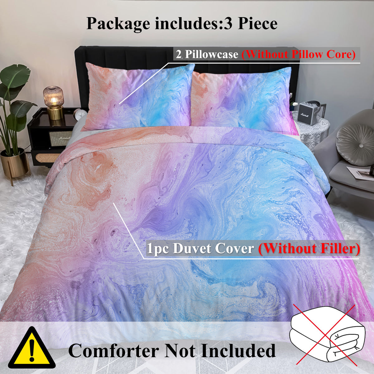 Rainbow Glitter Ombre Duvet Set