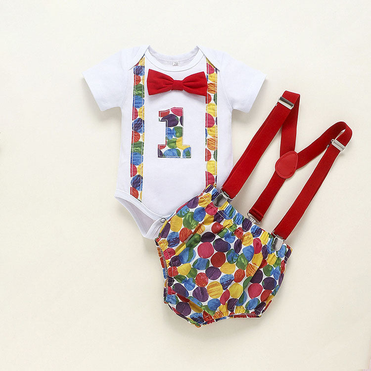 Baby Summer Romper with Bow & Strap Detail