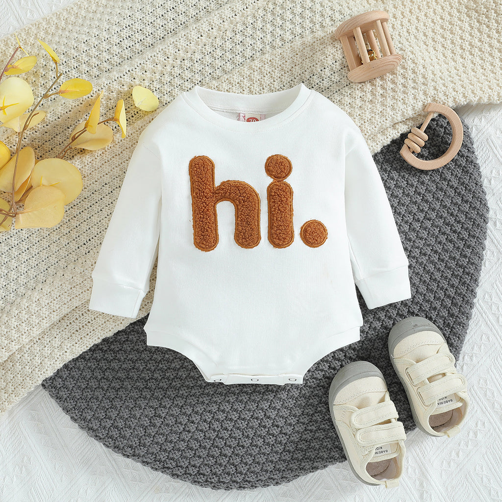 Baby Letter-Print Long-Sleeve Romper