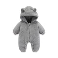 Baby Coral Fleece Hooded Zip Onesie