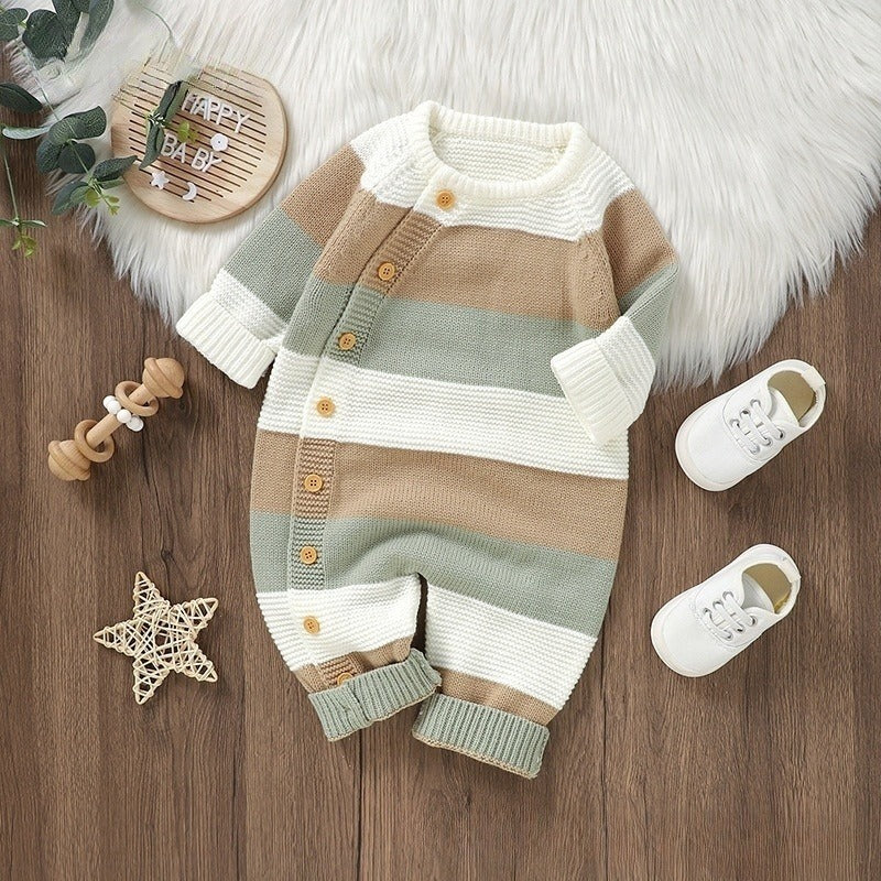 Baby Knitted Striped Romper