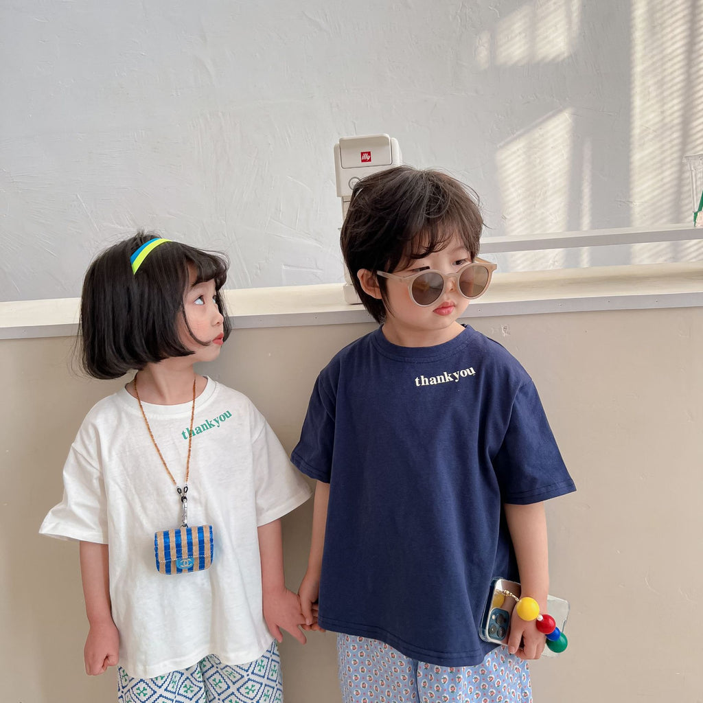 Kids' Round-Neck Letter-Print Tee