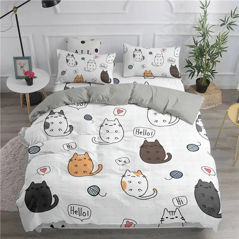 Kitten Cartoon Duvet Set