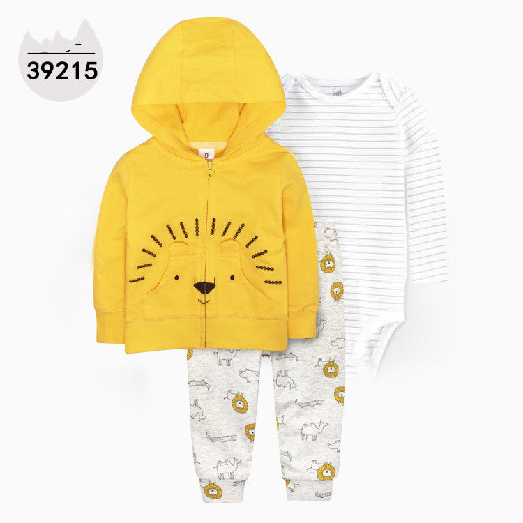 Baby Hooded Three-Piece Bodysuit Set