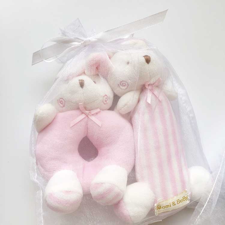 Soft Cotton Animal Rattle (2-Pack)