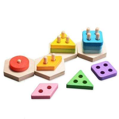 Beech Wood Shape-Sorting Stacking Puzzle