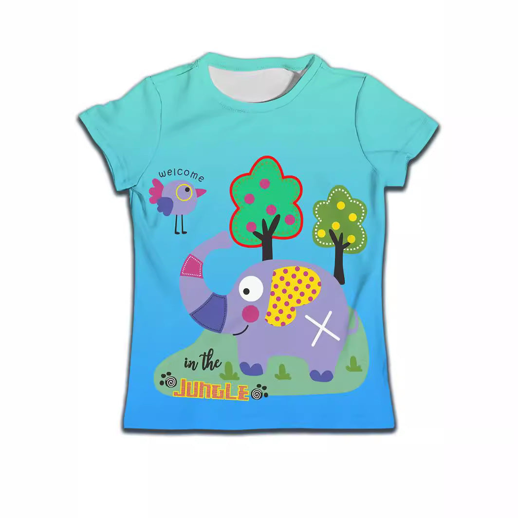 Boys' Cat-Print Casual Tee