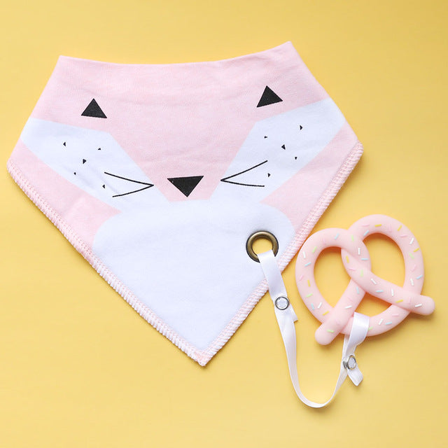 Plush Bib with Silicone Teether