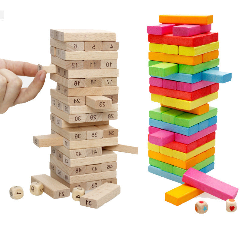 54-Piece Wooden Rainbow Stacking Blocks