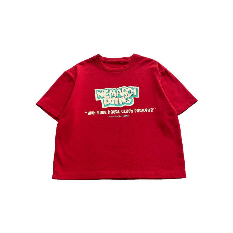 Boys' Red Short-Sleeve Summer Top