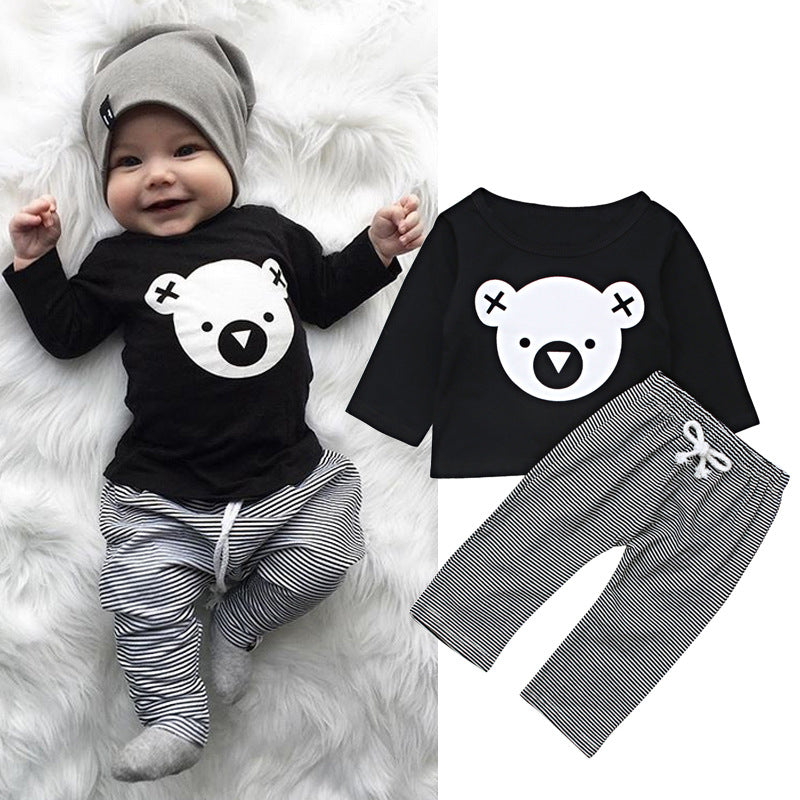 Kids' Koala Top & Striped Pants Set