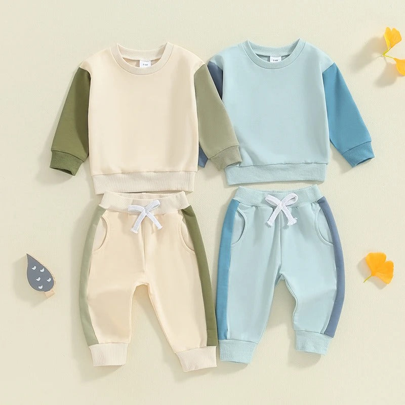 Color-Block Long-Sleeve Sweater & Trouser Set