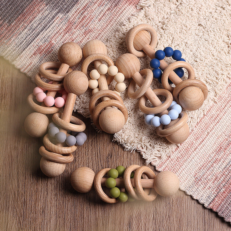 Beech Wood Baby Rattle Teether