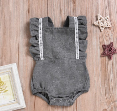 Baby Linen Back-Button Romper