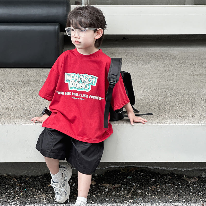 Boys' Red Short-Sleeve Summer Top