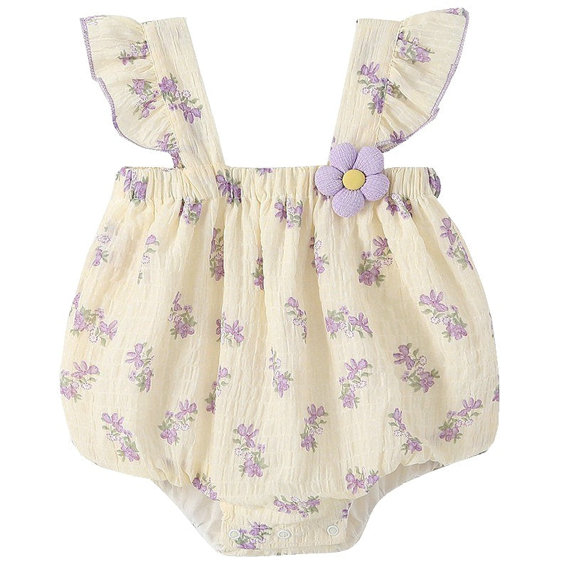 Baby Girl Lotus-Sleeve Sling Onesie