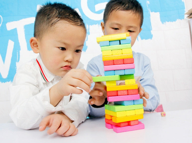 54-Piece Wooden Rainbow Stacking Blocks