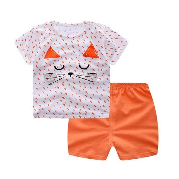 Baby Cartoon Round-Neck Summer Set