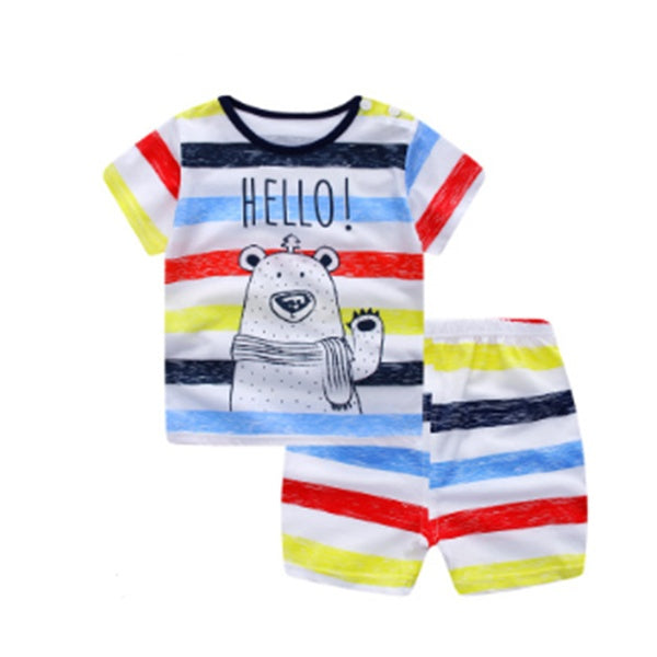 Baby Cartoon Round-Neck Summer Set