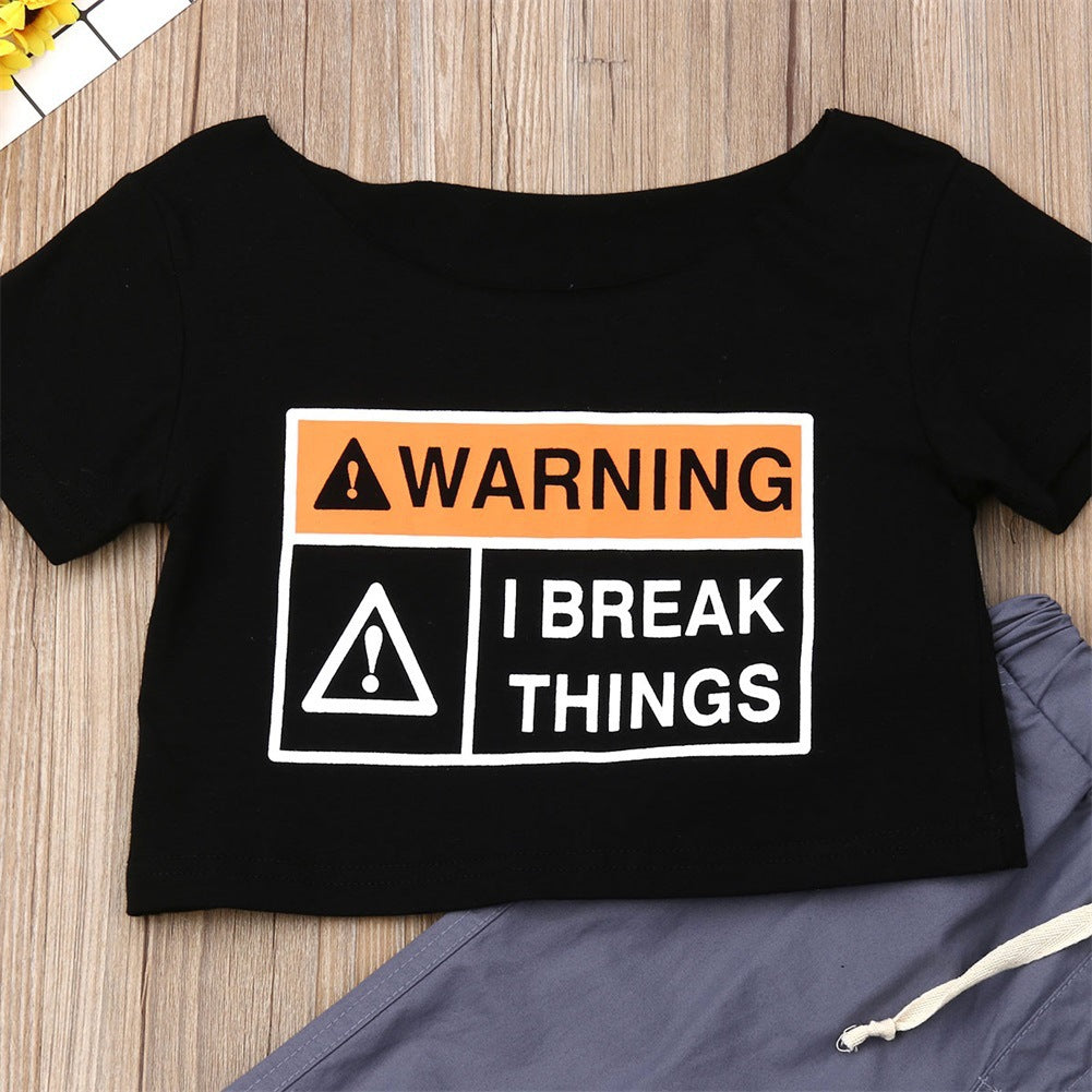 Kids' Letter-Print Short-Sleeve Tee & Pants Set