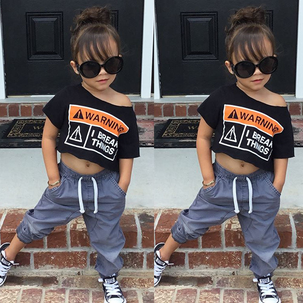 Kids' Letter-Print Short-Sleeve Tee & Pants Set