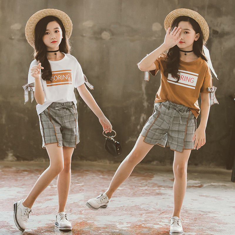 Kids' Check Short-Sleeve Top & Shorts Set