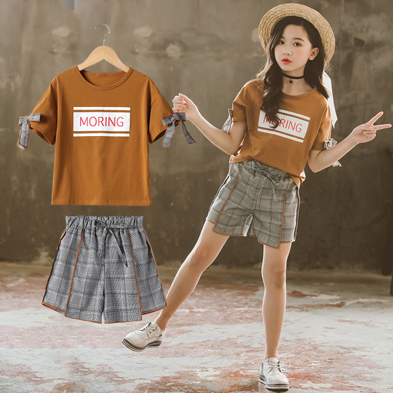 Kids' Check Short-Sleeve Top & Shorts Set