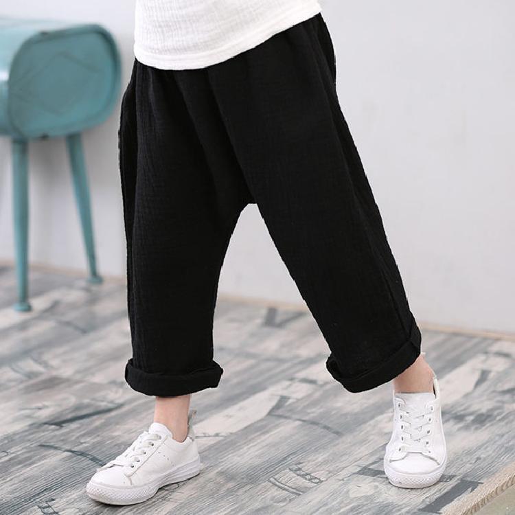 Kids' Cotton-Linen Cropped Harem Pants