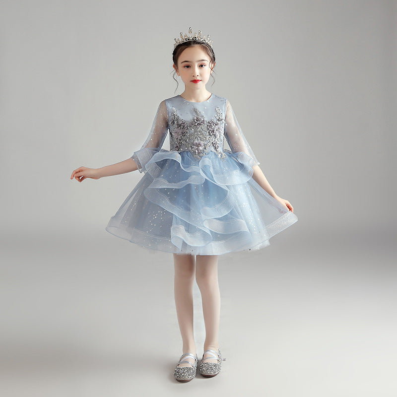 Girls' Pleated Princess Evening Dress