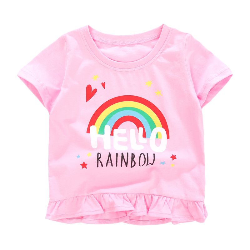 Girls' Cartoon Rainbow Knit Tee