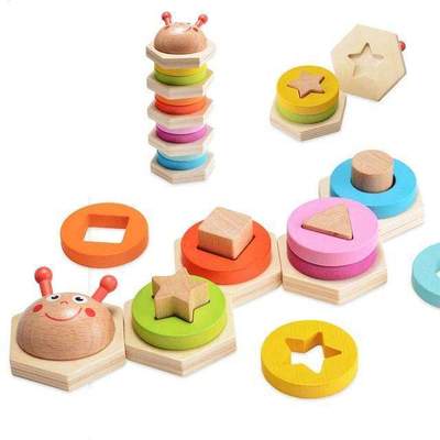 Beech Wood Shape-Sorting Stacking Puzzle