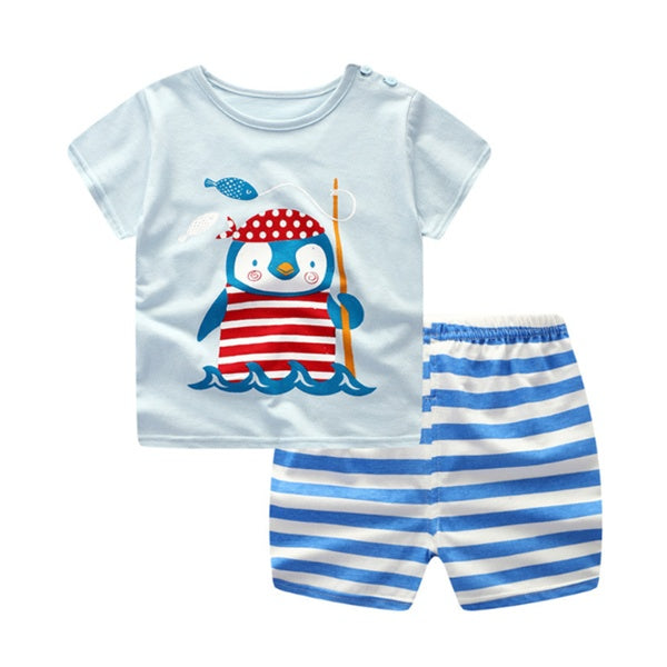 Baby Cartoon Round-Neck Summer Set