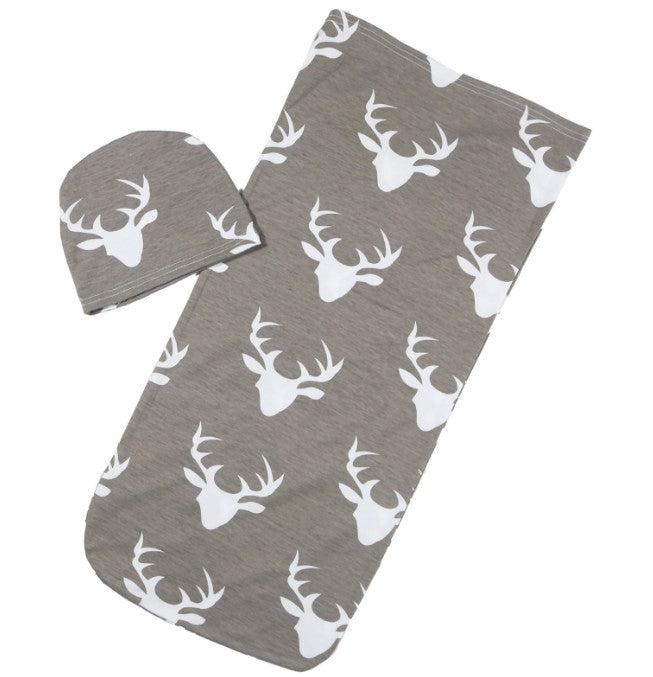 Deer Swaddle Blanket & Hat Set