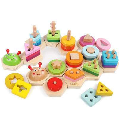 Beech Wood Shape-Sorting Stacking Puzzle