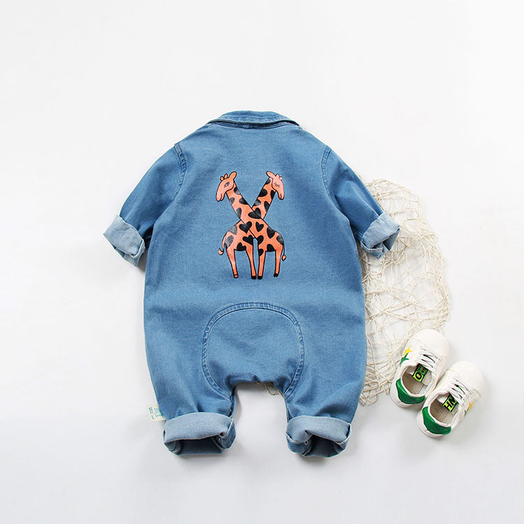 Baby Denim-Style Long-Sleeve Onesie