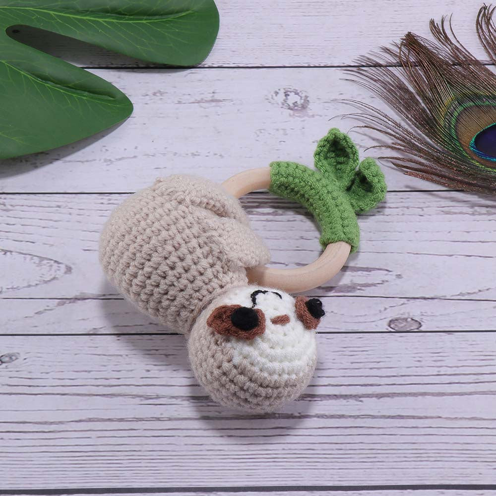Hand-Knitted Animal Soothing Rattle