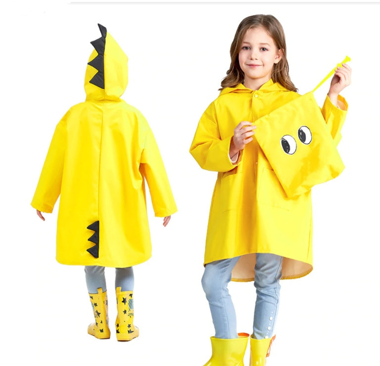Kids' Dinosaur Hooded Raincoat