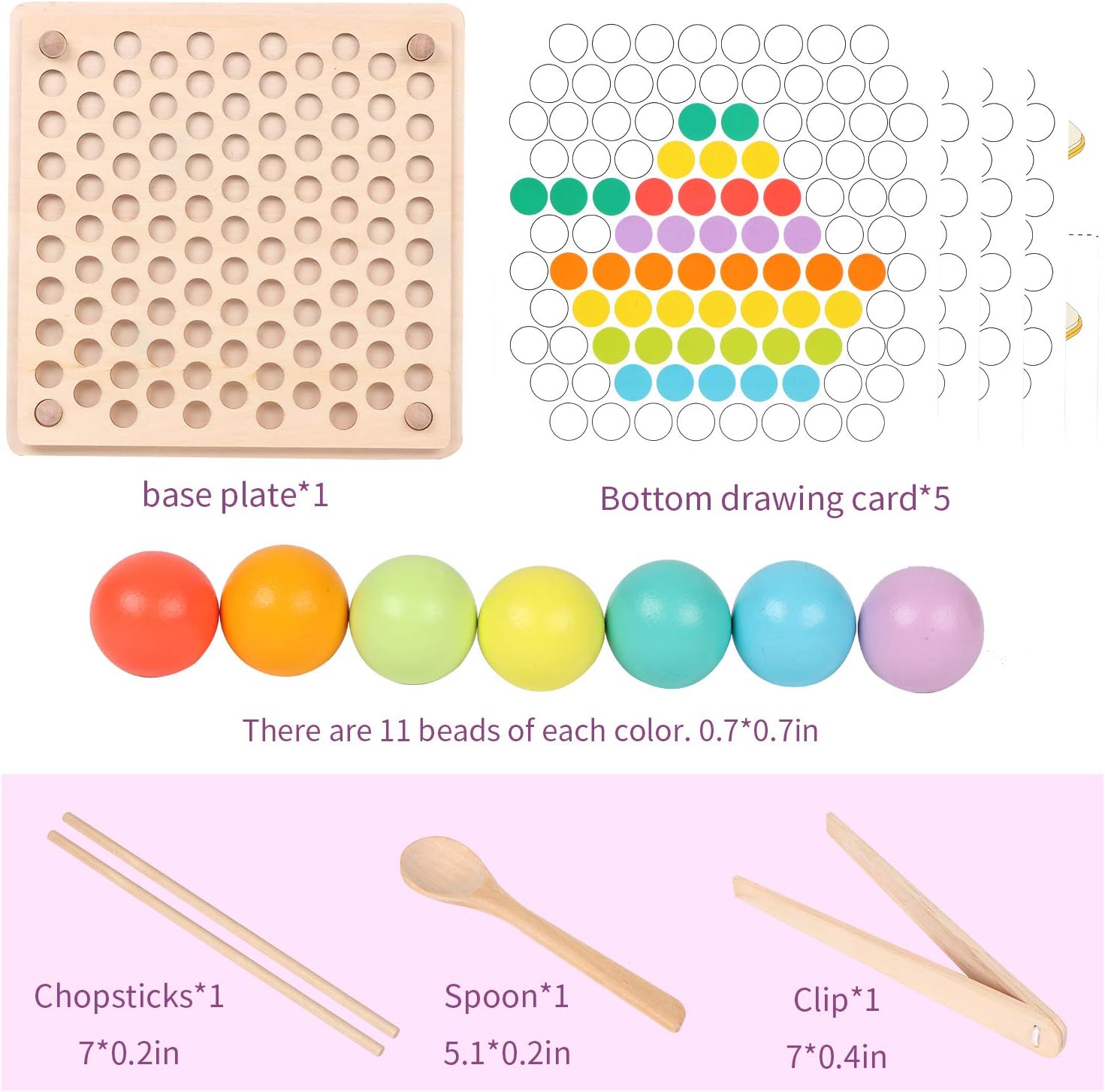 Wooden Peg Board Color-Sorting Game