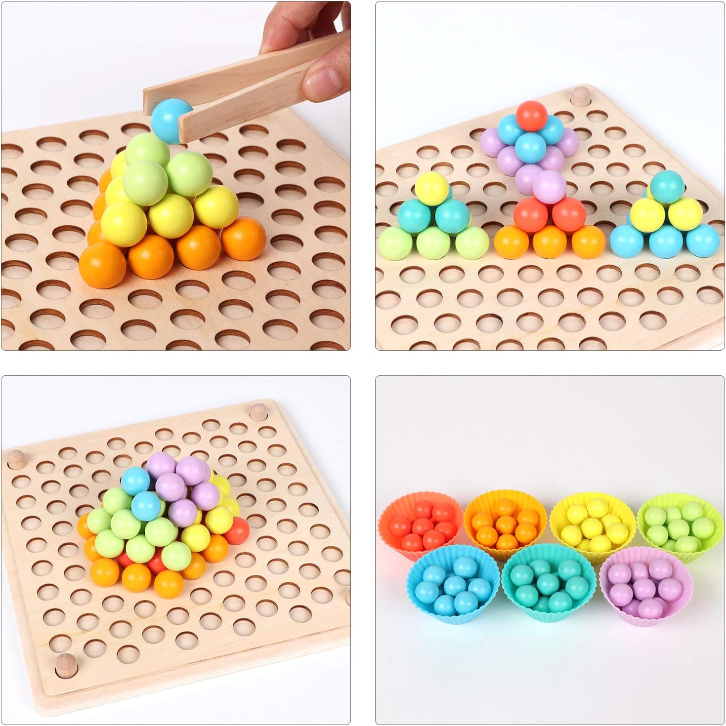 Wooden Peg Board Color-Sorting Game