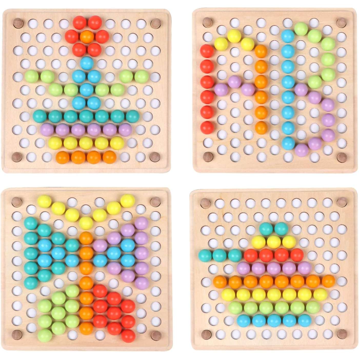 Wooden Peg Board Color-Sorting Game