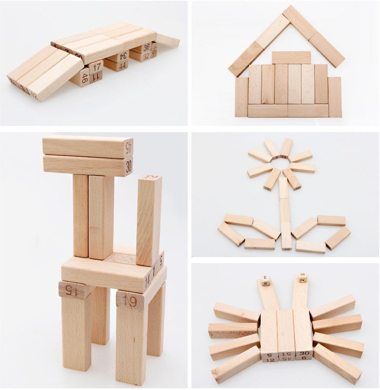 54-Piece Wooden Rainbow Stacking Blocks