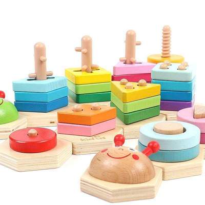 Beech Wood Shape-Sorting Stacking Puzzle
