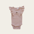 Baby Rose-Gray Embroidered Romper