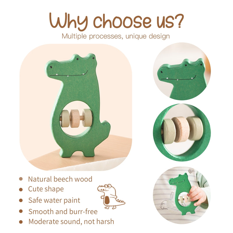 Wooden Crocodile Music Rattle
