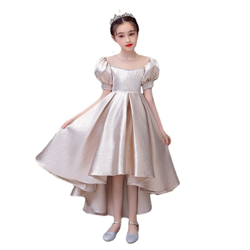 Girls' Puff-Sleeve High-Low Princess Dress