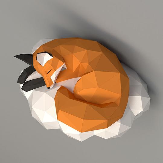 3D Paper Fox Wall-Hanging Craft Kit