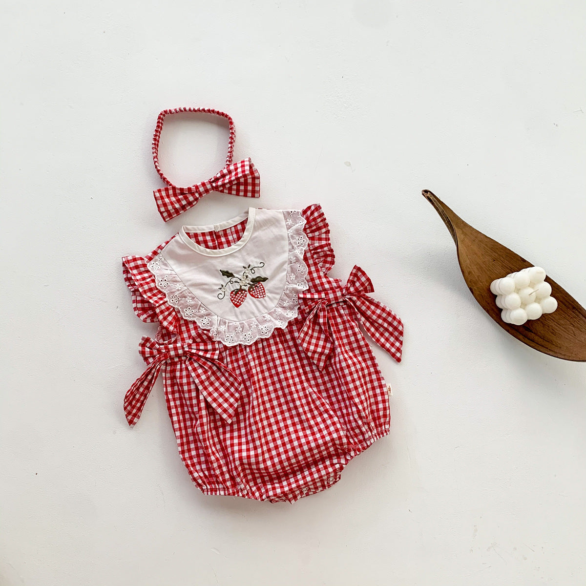 Baby Girl Lace Romper with Headband