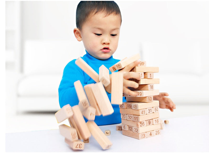 54-Piece Wooden Rainbow Stacking Blocks